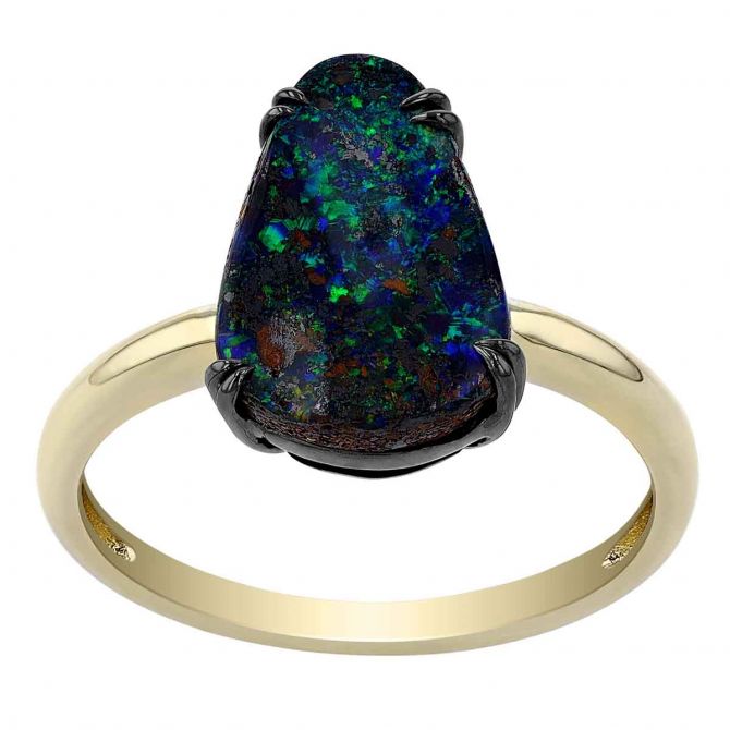 Black rhodium opal ring hotsell