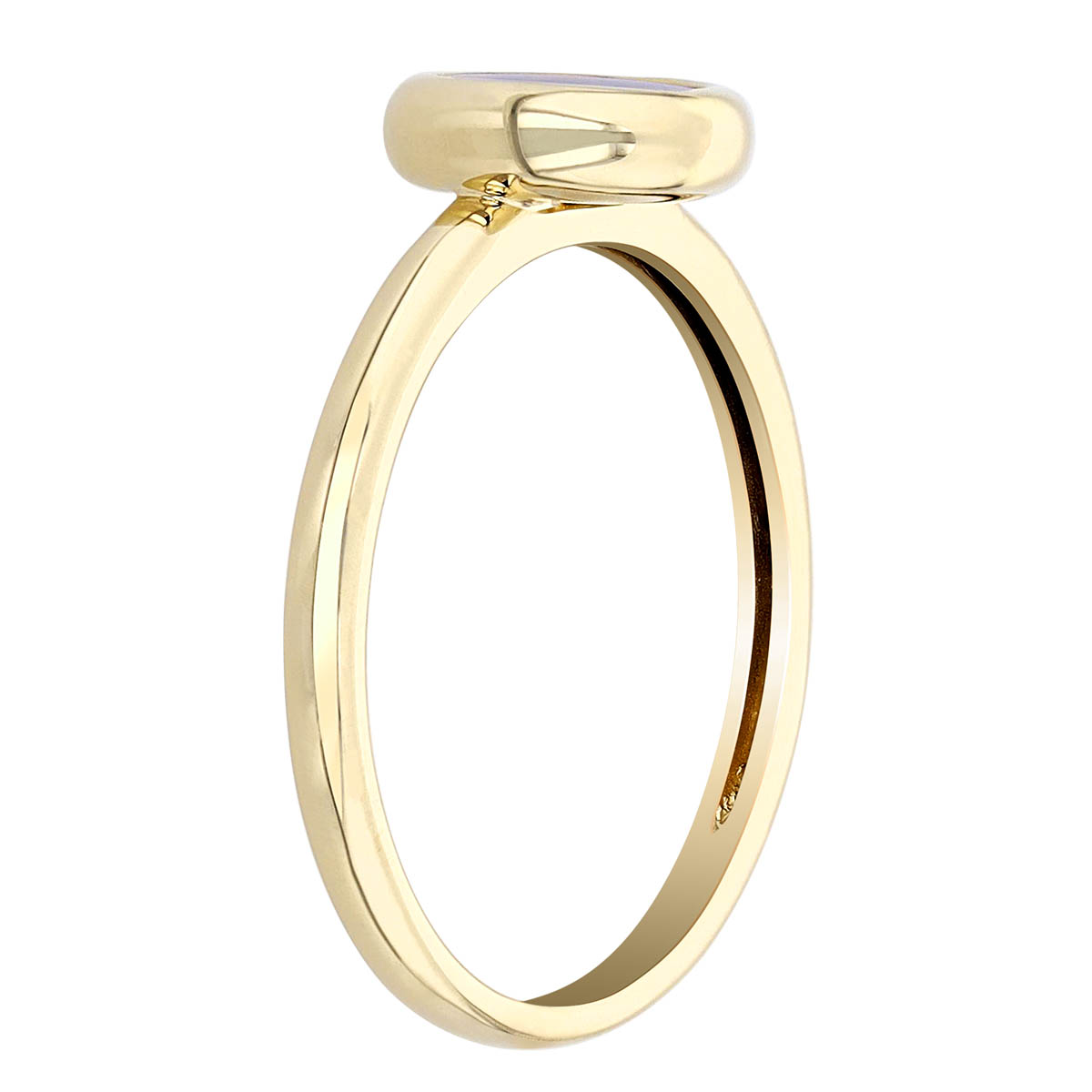 Round Opal Doublet Bezel Set Solitaire Ring in Yellow Gold