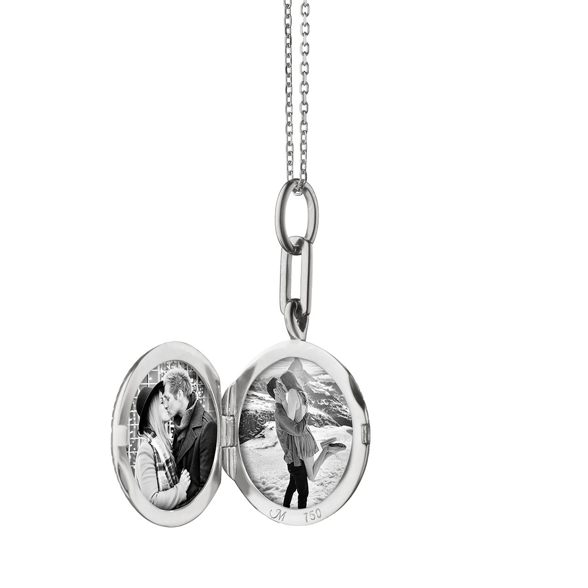 Monica Rich Kosann Adventure Compass Sterling Silver Locket with White Sapphire, 18