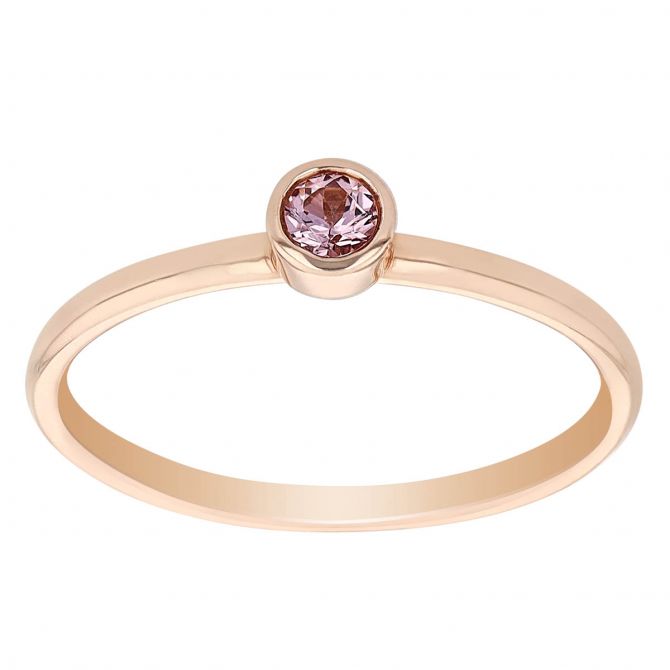 Lotus Garnet Bezel Set Dainty Ring in Rose Gold