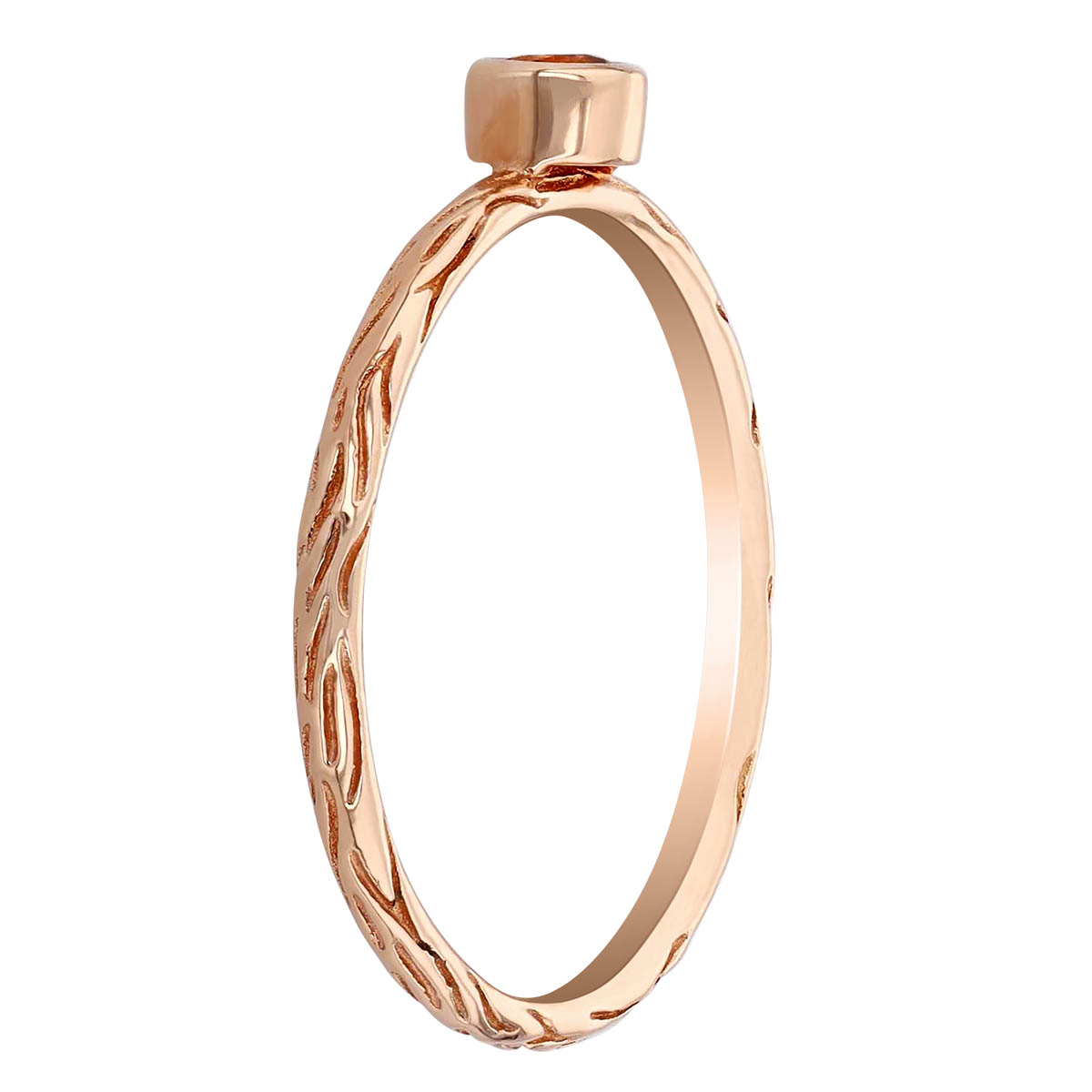 Citrine Bezel Set Dainty Ring in Gold with Engraved Shank