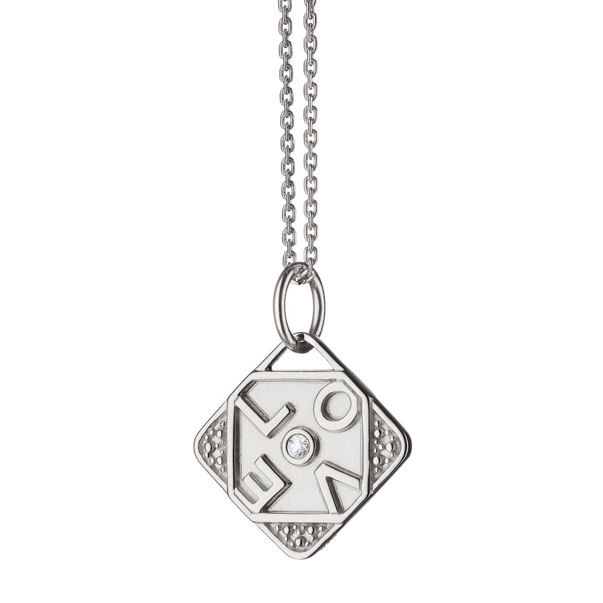 Monica Rich Kosann Mini Love Pendant with White Sapphire in Sterling Silver, 18