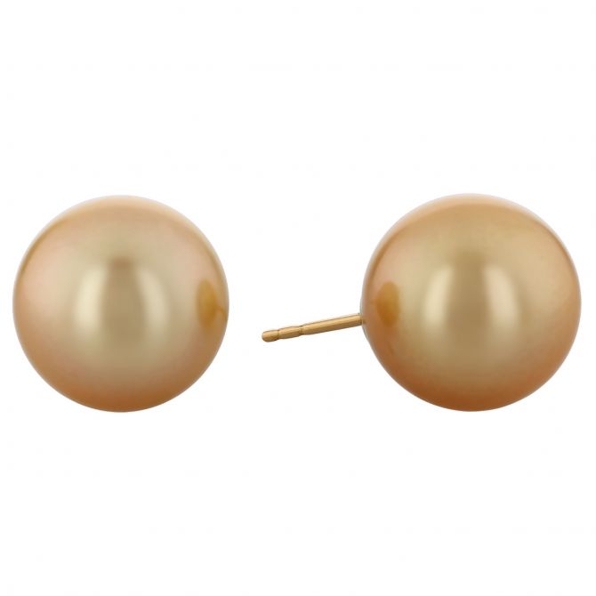 TARA Pearls Golden South Sea Cultured Pearl Stud Earrings in Yellow Gold