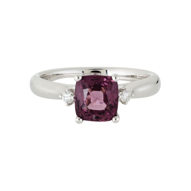 14K-R Oval Purple Spinel & Diamond Ring
