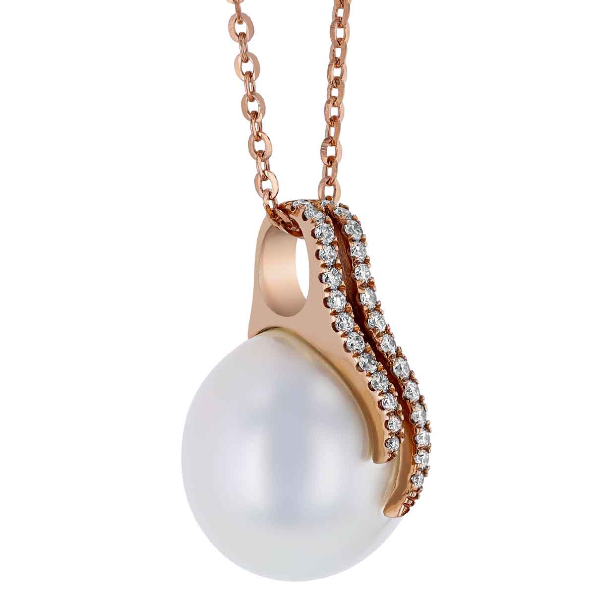 TARA Pearls Oscar South Sea Cultured Pearl & Diamond Pave Bail Pendant in Rose Gold, 18