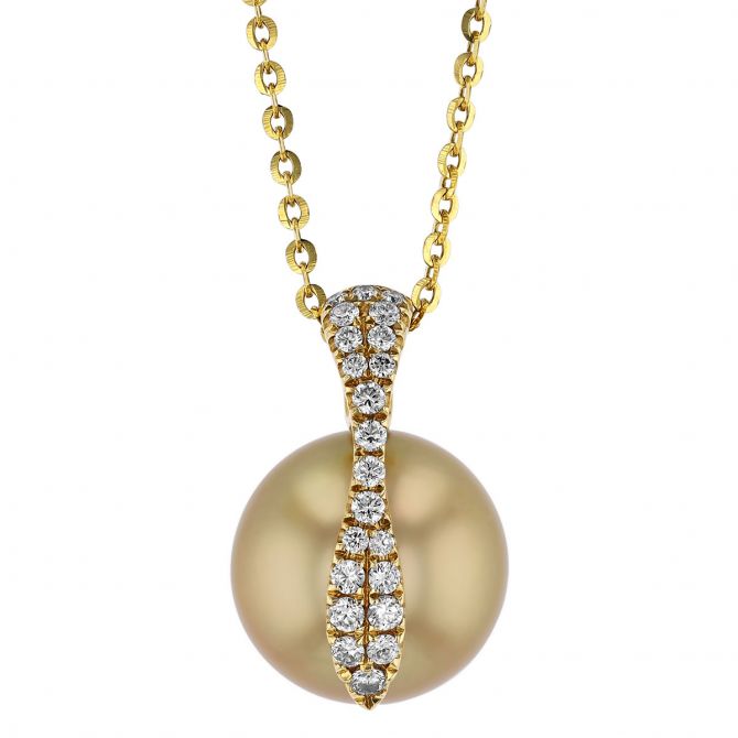 TARA Pearls Golden South Sea Cultured Pearl & Diamond Pave Pendant in Yellow Gold