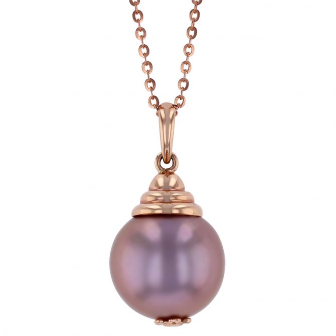 TARA Pearls Pink Freshwater Cultured Pearl Pendant in Rose Gold, 18"