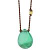 Margaret Solow Pear Shaped Emerald Cord Necklace in Yellow Gold, 16"