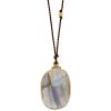 Margaret Solow Labradorite & Moonstone Charm Drop Cord Pendant in Yellow Gold, 18"