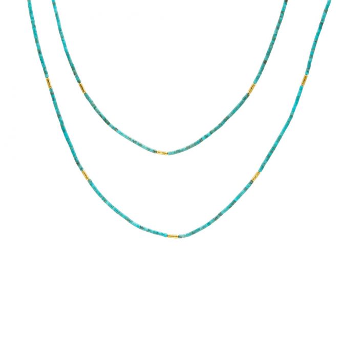 Gurhan Jet Set Turquoise & 24K Gold Single Strand Necklace, 50"