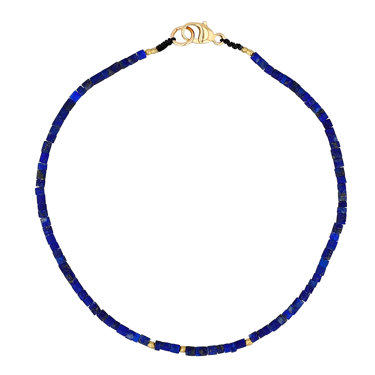 Margaret Solow Lapis Lazuli Bead Bracelet in Yellow Gold, 7