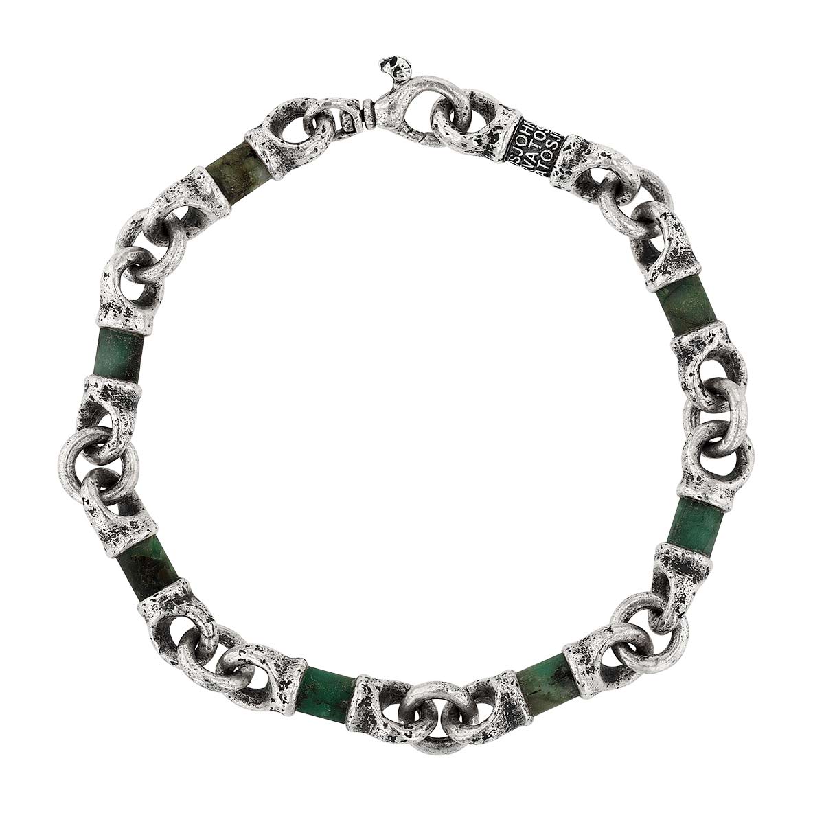John Varvatos x GURHAN Barrel Sterling Silver Chunky Link Bracelet, Emerald