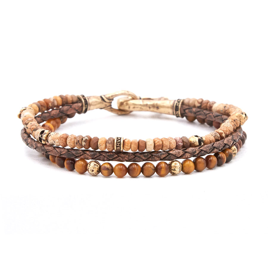 John Varvatos x GURHAN Skull Sterling Silver Multi-Strand Beaded Bracelet, Jasper