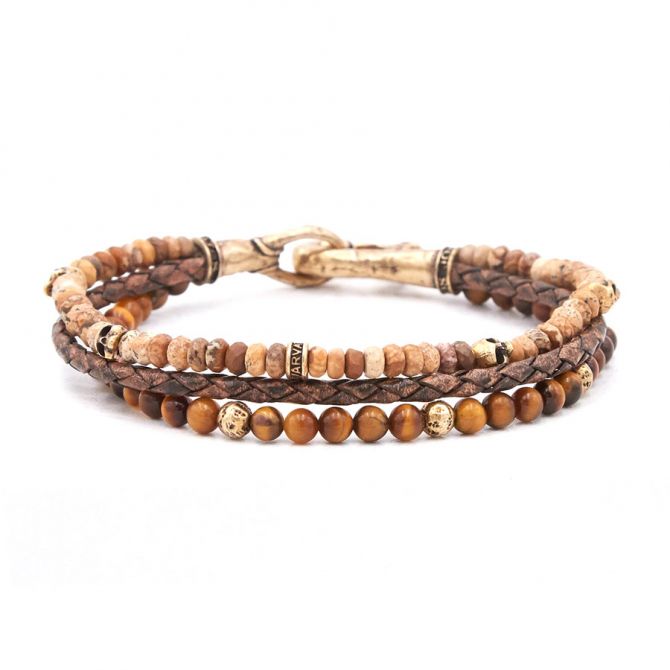 John Varvatos x GURHAN Skull Sterling Silver Multi-Strand Beaded Bracelet, Jasper
