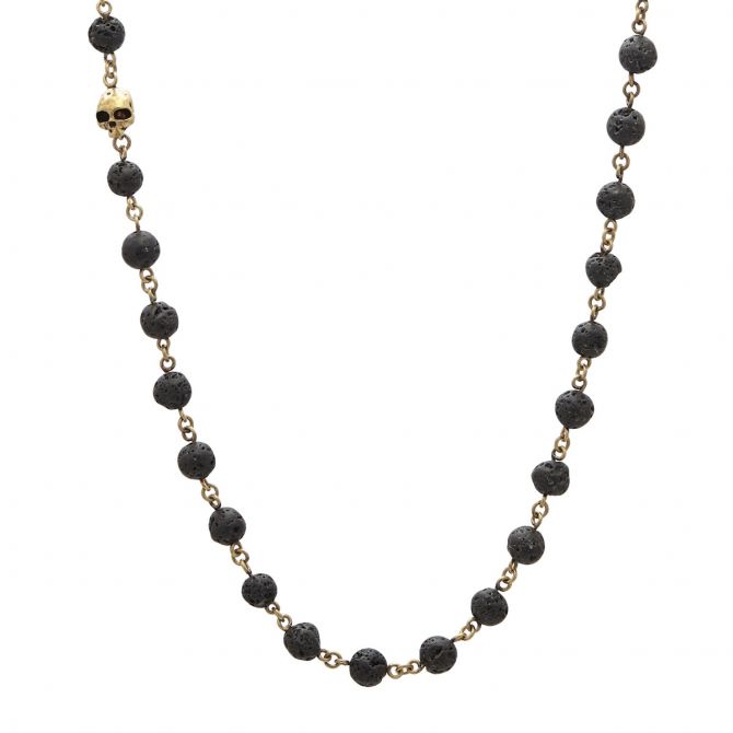 John Varvatos Stone Bead Stage Necklace, Black