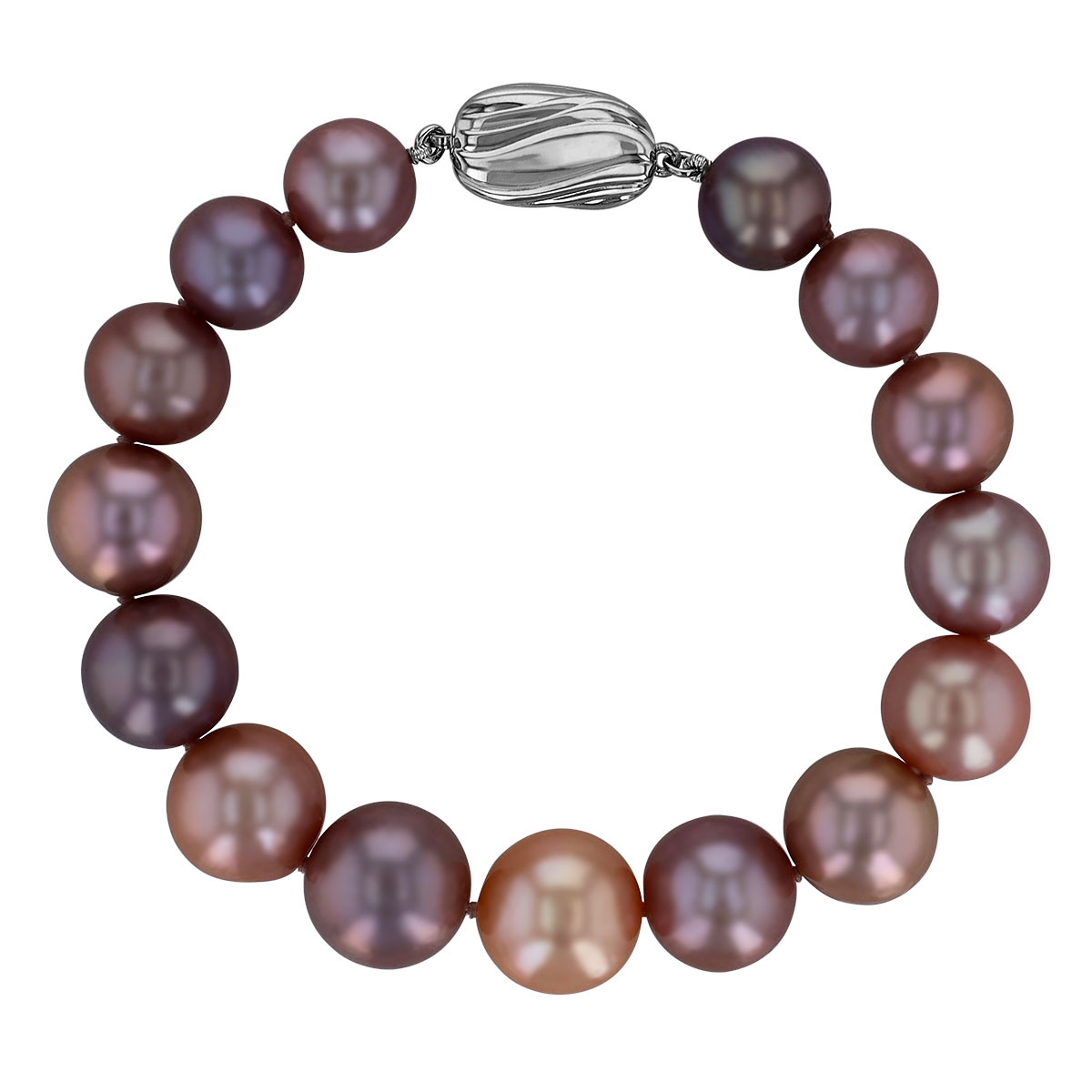 TARA Pearls Pastel Freshwater Cultured Pearl Bracelet with Textured Clasp in Sterling Silver