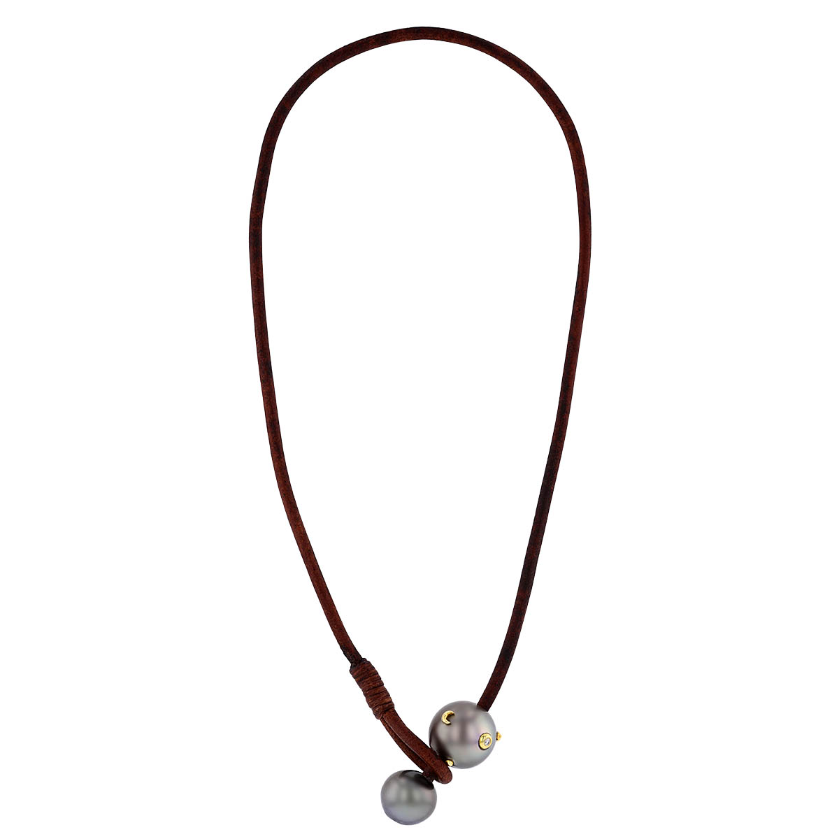 Vincent Peach Camelot Seaplicity Tahitian South Sea Cultured Pearl & Diamond Necklace with Leather