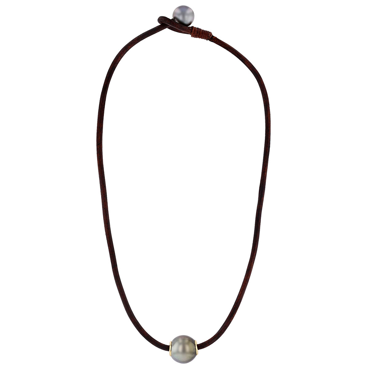 Vincent Peach Tahitian South Sea Cultured Pearl Toggle Necklace with Leather Cord, 17