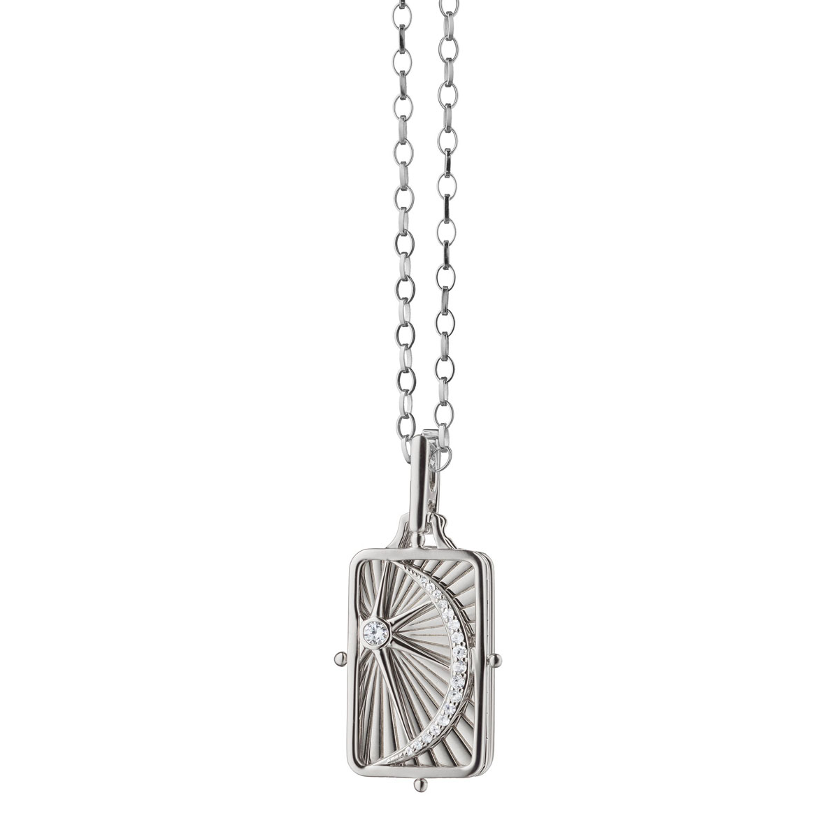Monica Rich Kosann Sun, Moon and Stars Gate Locket in Sterling Silver with Sapphires, 18