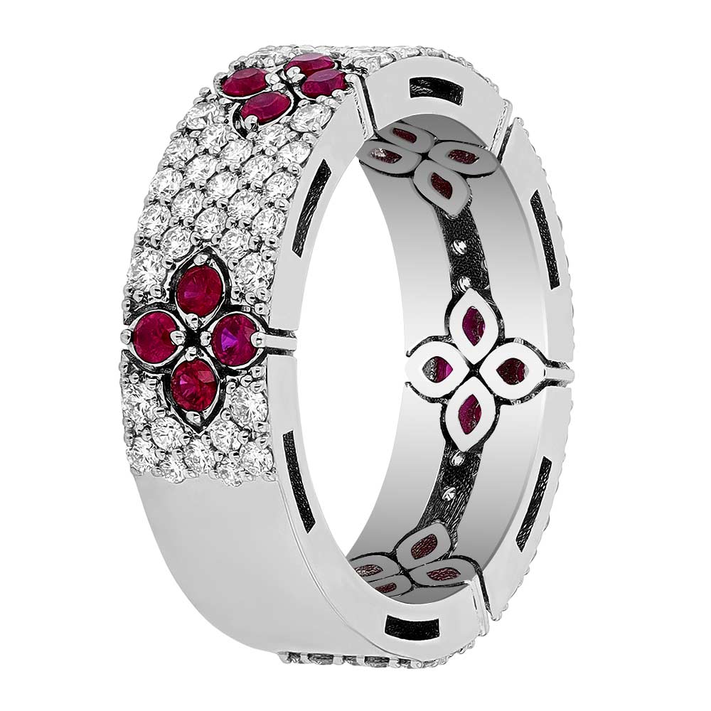 Roberto Coin Love in Verona Ruby & Diamond Pavé Band Ring in 18K White Gold