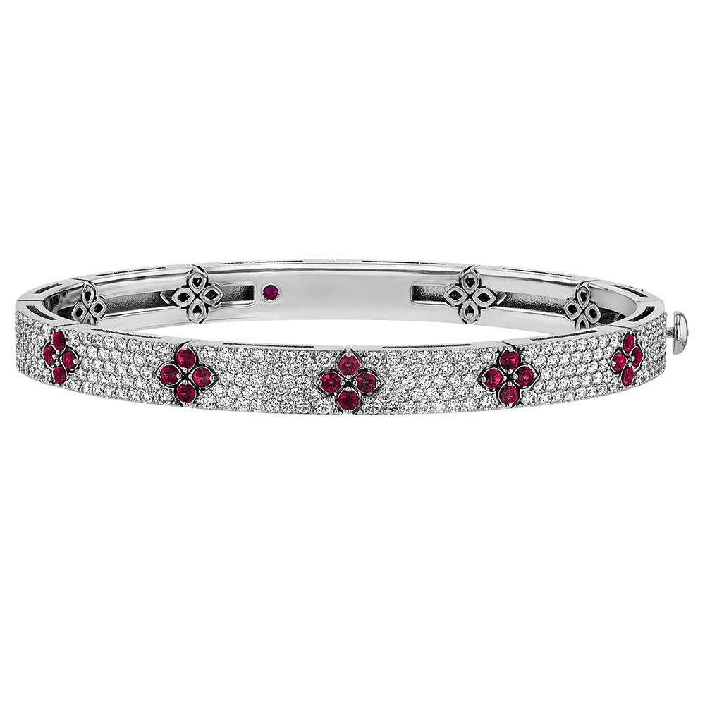 Roberto Coin Love in Verona Diamond Pavé & Ruby Bangle Bracelet in 18K ...