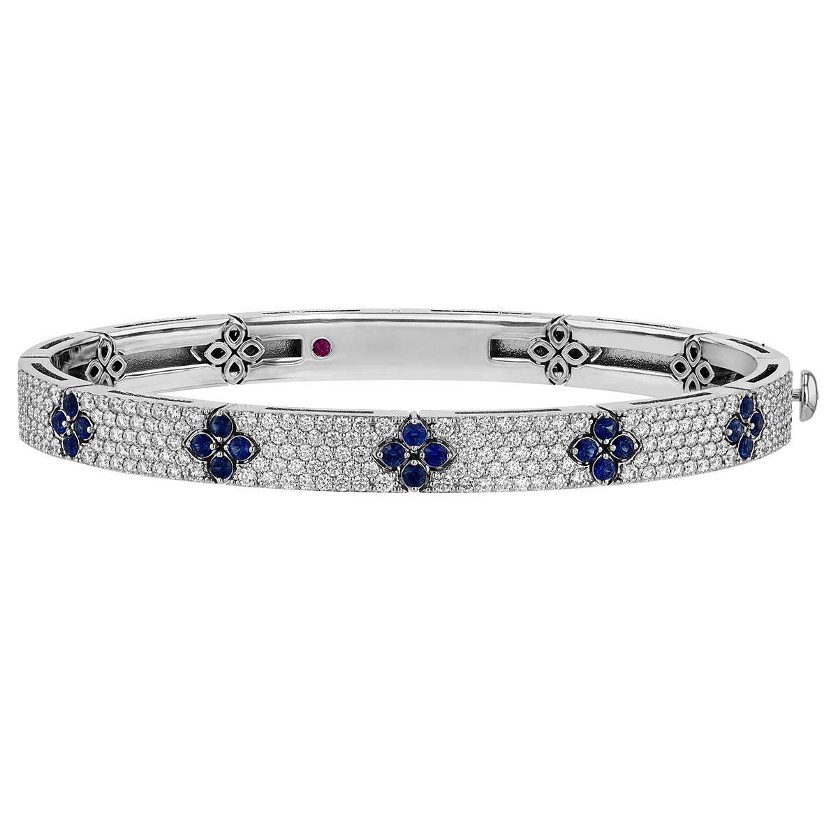 Roberto Coin Love in Verona Diamond Pavé & Sapphire Bangle Bracelet in 18K White Gold