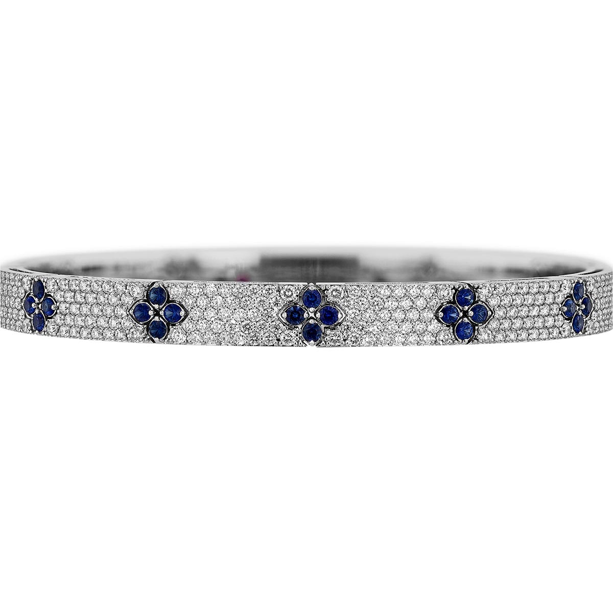 Roberto Coin Love in Verona Diamond Pavé & Sapphire Bangle Bracelet in 18K White Gold