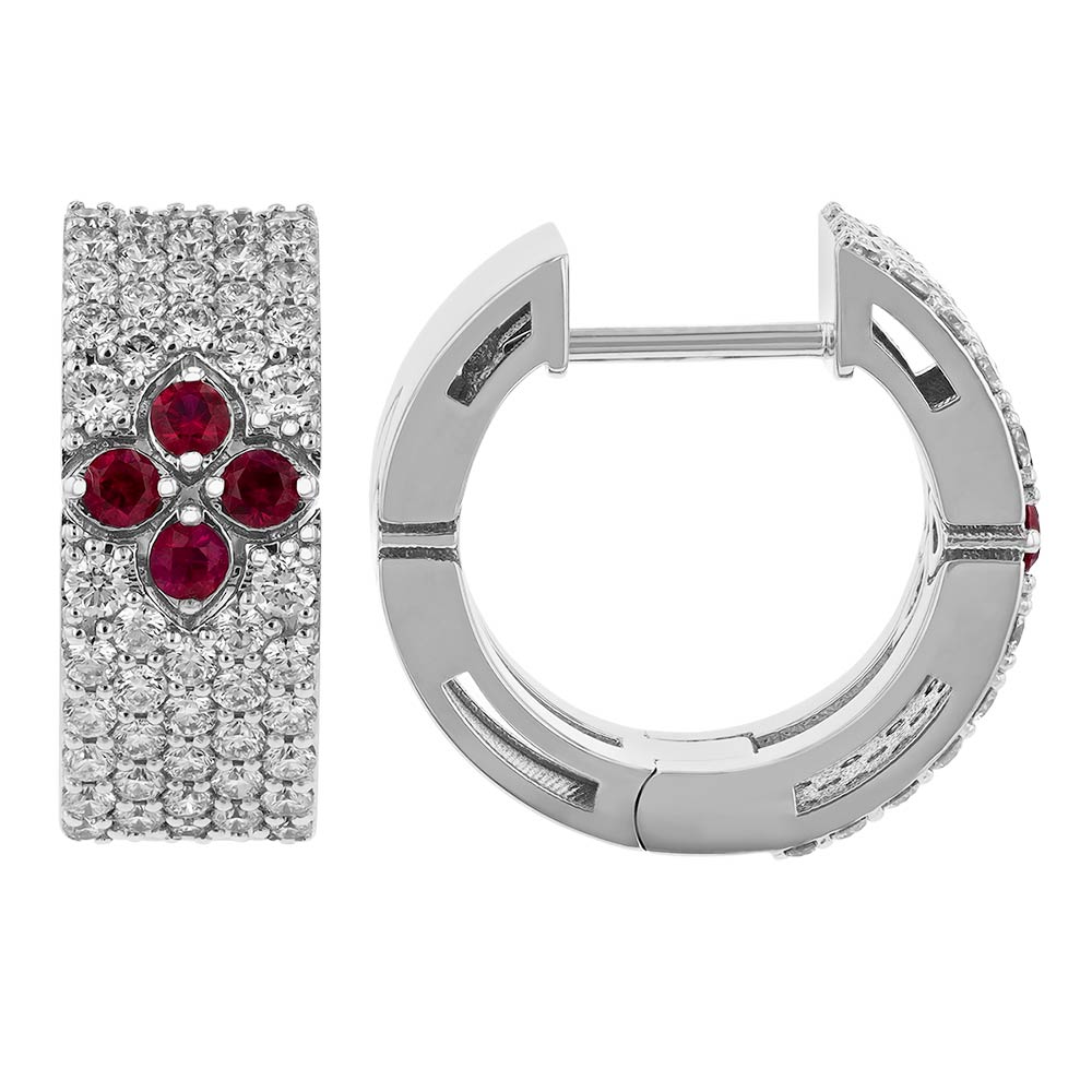 Roberto Coin Love in Verona Sapphire & Diamond Pavé Small Hoop Earrings in 18K White Gold