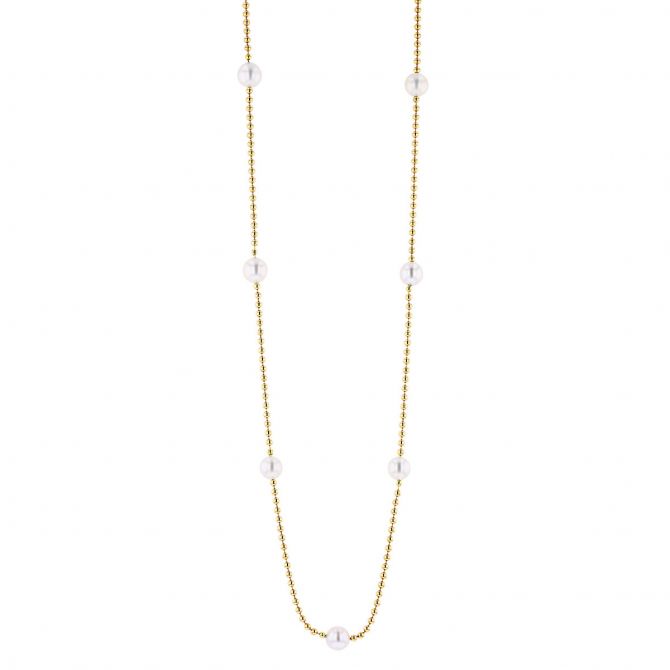 Roberto Coin Pearls By the Inch Long Station Necklace in Yellow Gold, 17.5"