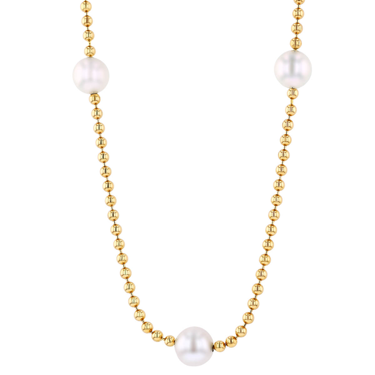 Roberto Coin Pearls By the Inch Long Station Necklace in Yellow Gold, 17.5