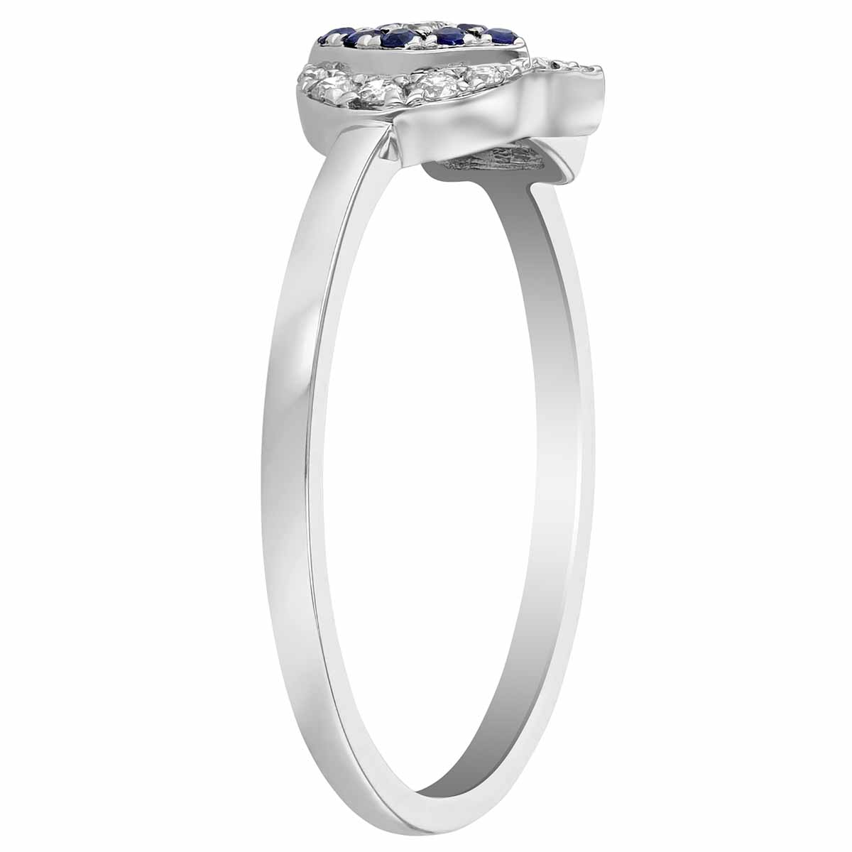 Sapphire & Diamond Pavé Hamsa Ring in White Gold