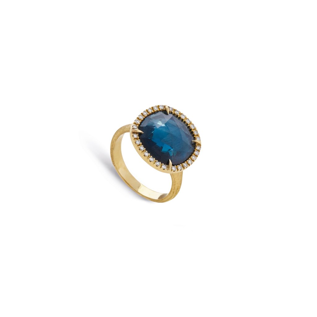 Marco Bicego Jaipur Color 18K Yellow Gold London Blue Topaz and Diamond Medium Ring