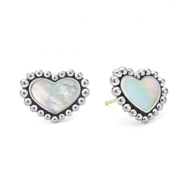 LAGOS White Mother Of Pearl Maya Heart Stud Earrings