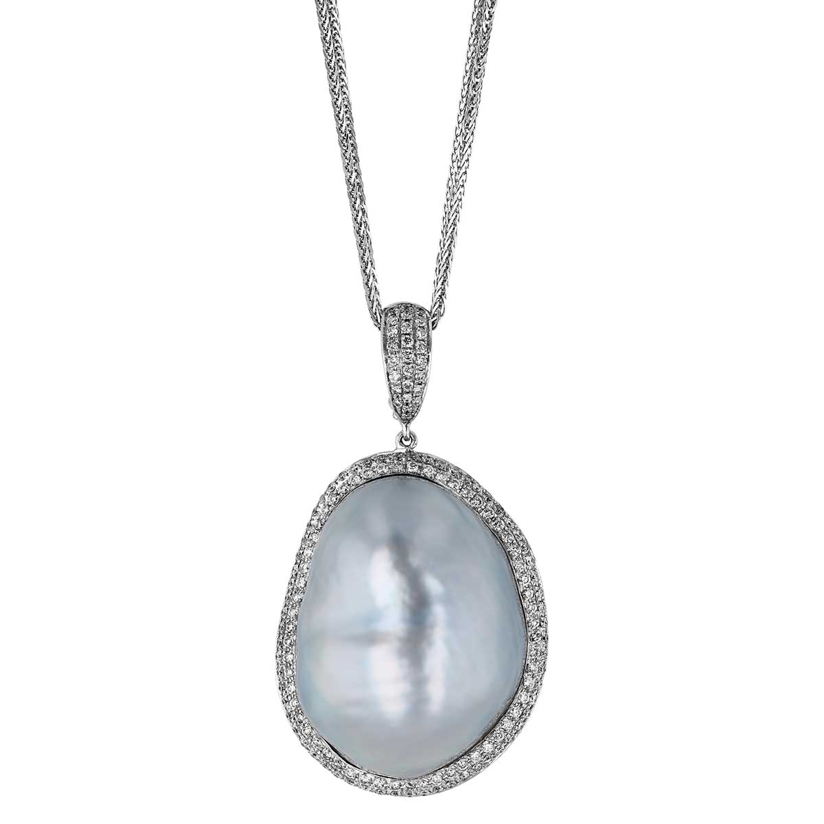 TARA Pearls South Sea Baroque Cultured Pearl & Diamond Pave Pendant in White Gold, 18