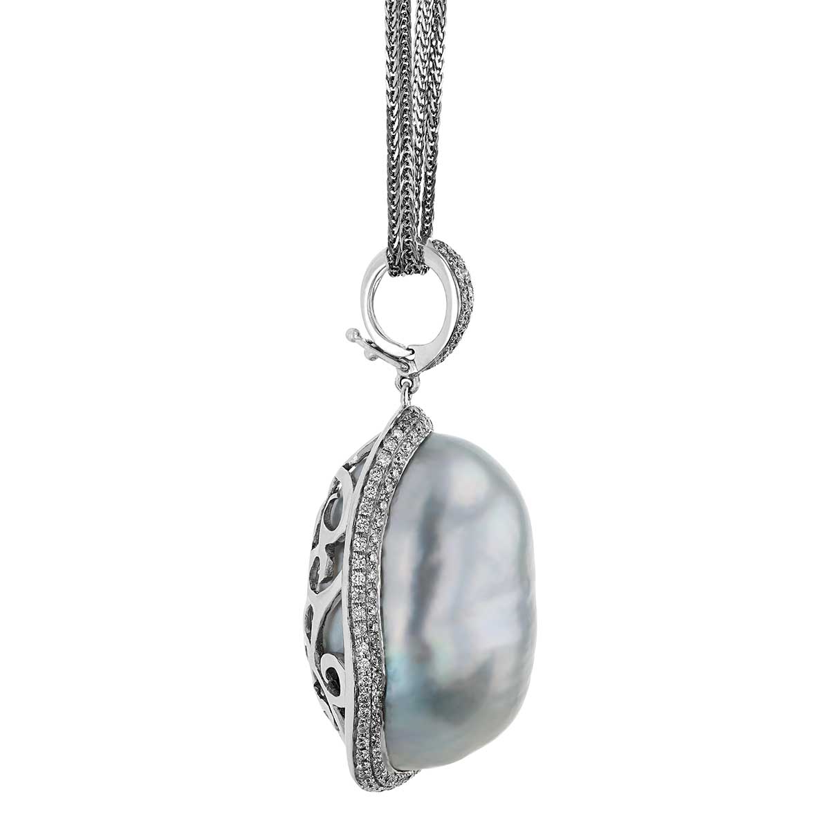 TARA Pearls South Sea Baroque Cultured Pearl & Diamond Pave Pendant in White Gold, 18