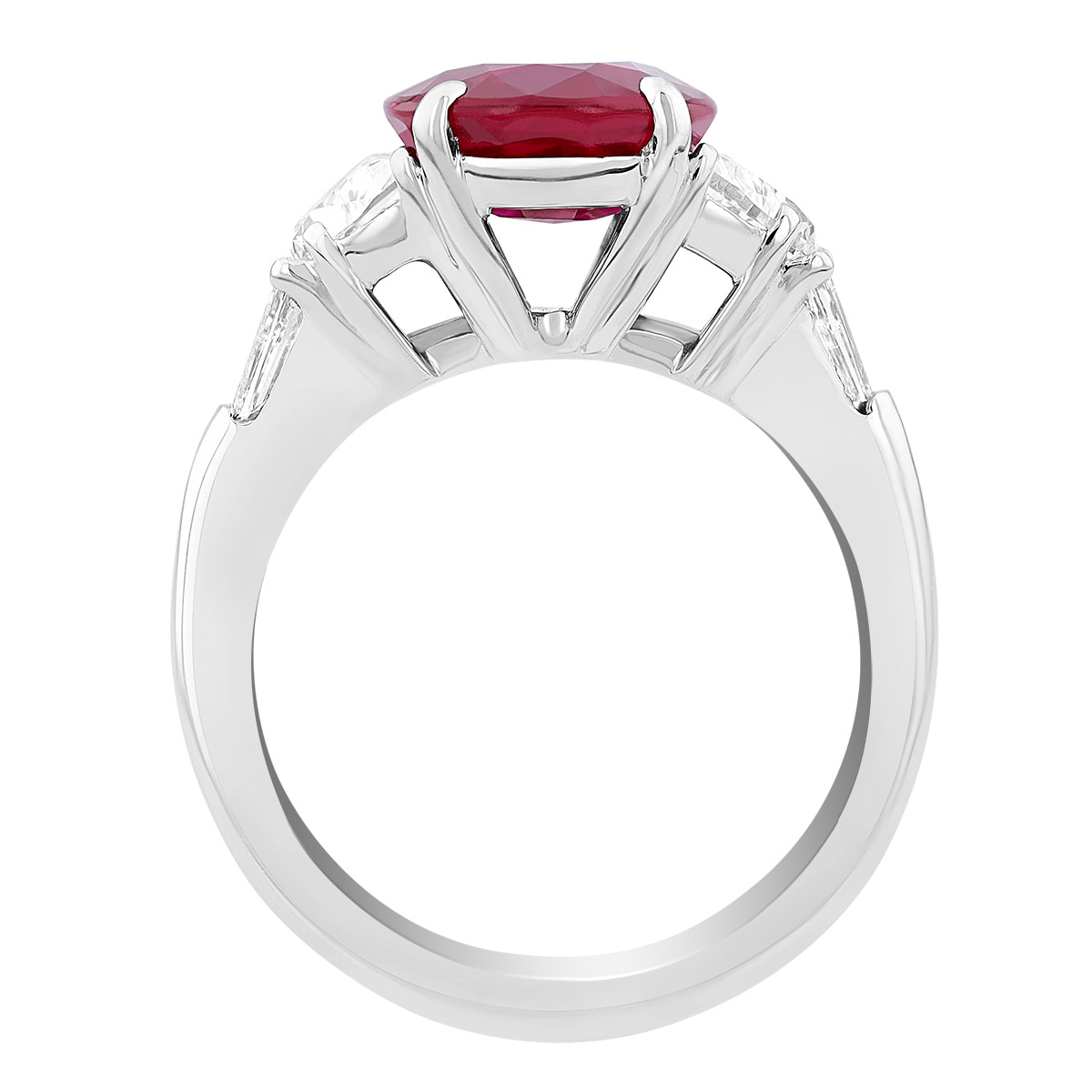 J.B. Star Oval Ruby & Diamond 5 Stone Ring in Platinum