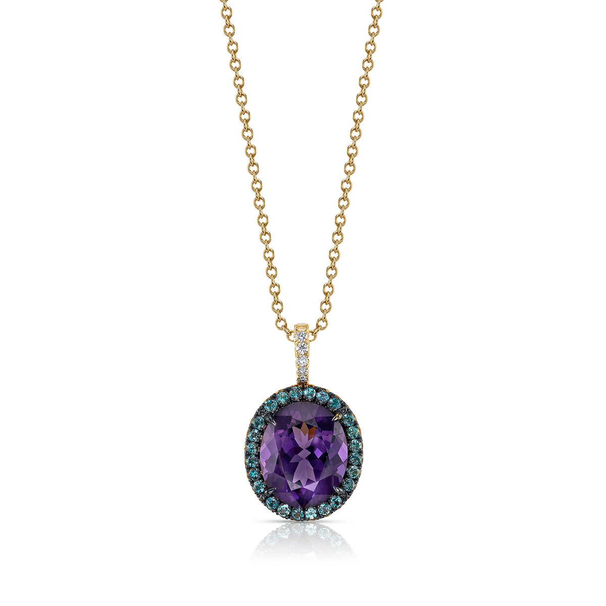 Omi Prive Oval Purple Spinel & Alexandrite Halo Pendant in White Gold, 18