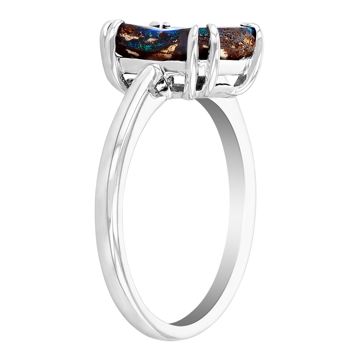 Cushion Boulder Opal Ring in Sterling Silver