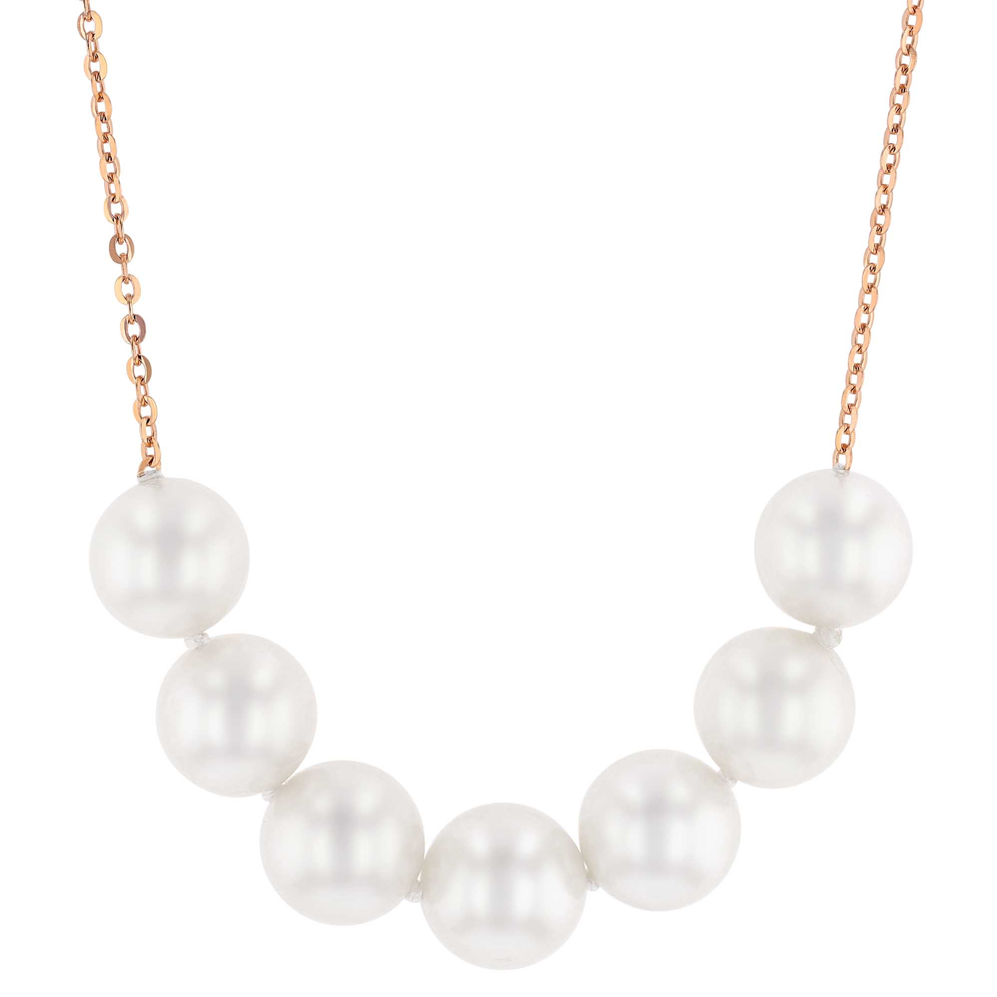 TARA Pearls White Cultured Pearl Septet Necklace in Rose Gold, 18