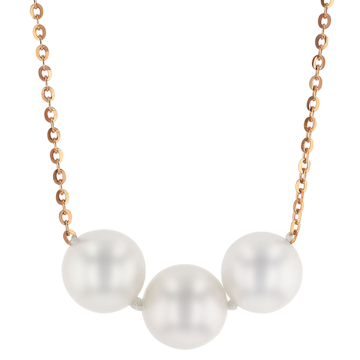 TARA Pearls White Cultured Pearl Trio Necklace in Rose Gold, 18