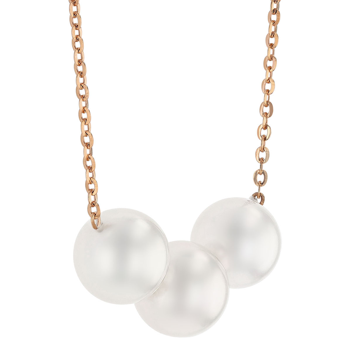 TARA Pearls White Cultured Pearl Trio Necklace in Rose Gold, 18