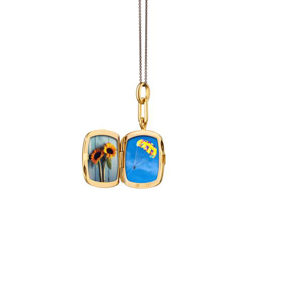 Monica Rich Kosann Blue Enamel & Yellow Gold Vermeil Cushion Locket with Blue Sapphire