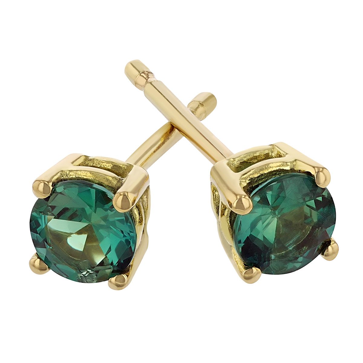 Alexandrite Stud Earrings in Yellow Gold