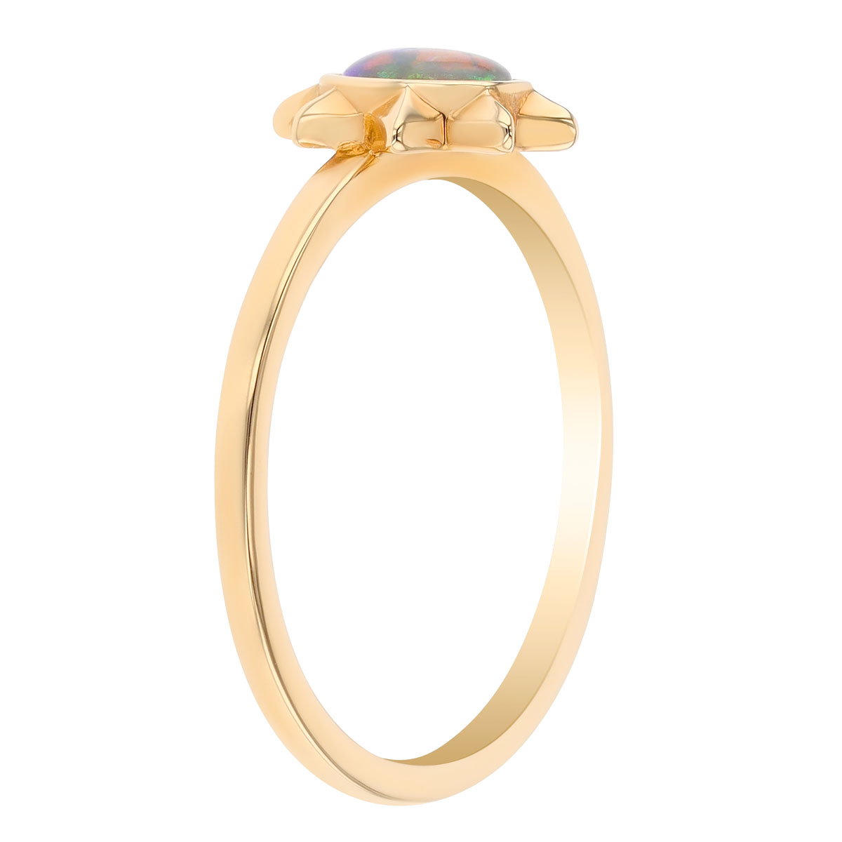 Round Cabochon Opal Star Ring in Yellow Gold