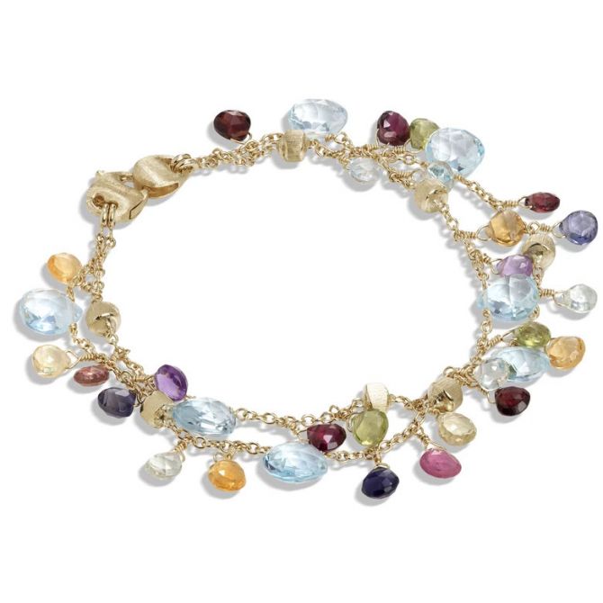 Marco Bicego Paradise Blue Topaz & Mixed Gemstone Double Strand Bracelet in Yellow Gold