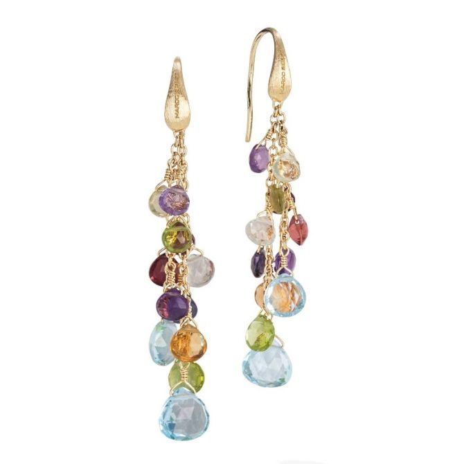 Marco Bicego Paradise Mixed Gemstone Multi Strand Earrings in Yellow Gold