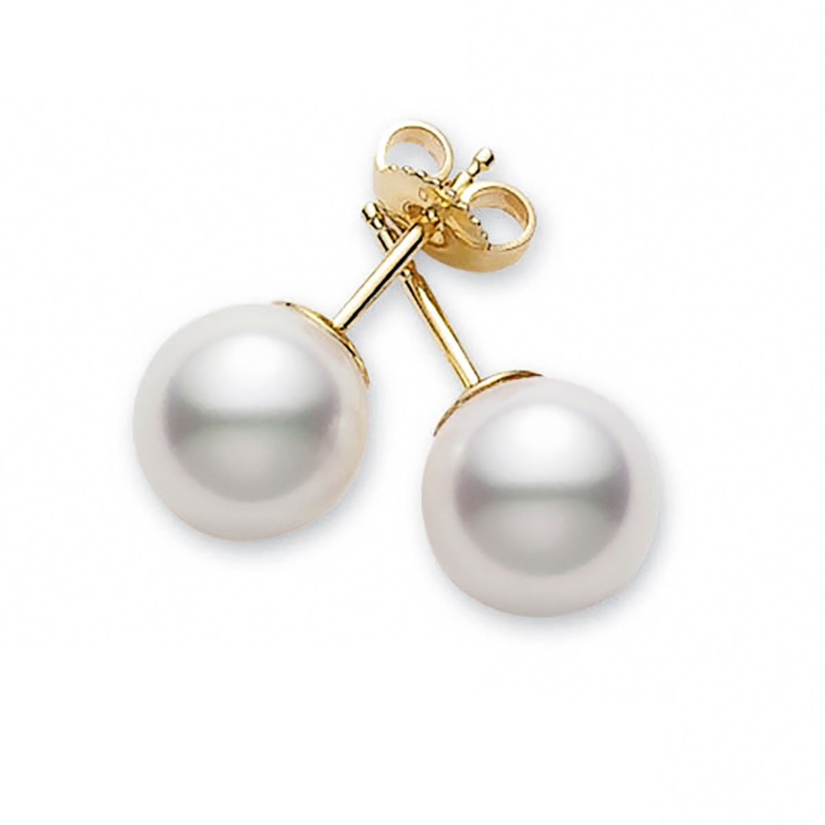 Mikimoto Akoya Cultured Pearl 6-6.5 mm Stud Earrings in Yellow Gold