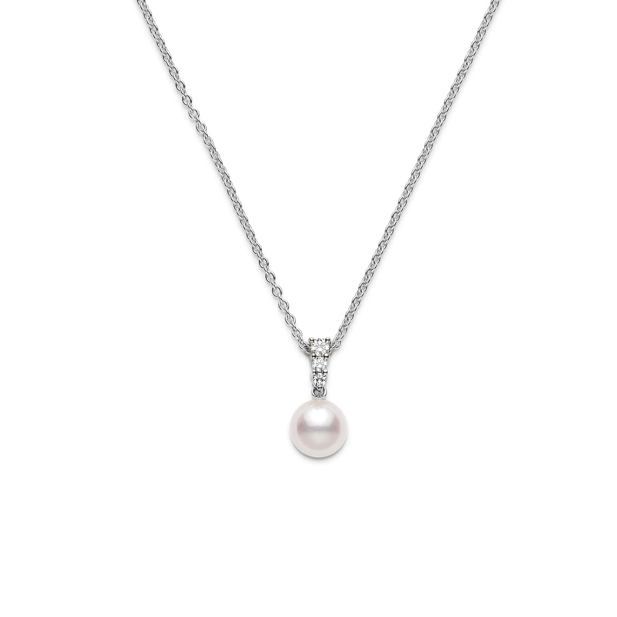 Mikimoto Morning Dew Akoya Cultured Pearl & Diamond Pendant, 18