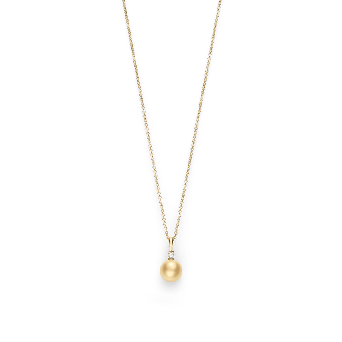 Mikimoto Golden South Sea Cultured Pearl & Diamond Pendant in Yellow Gold, 18