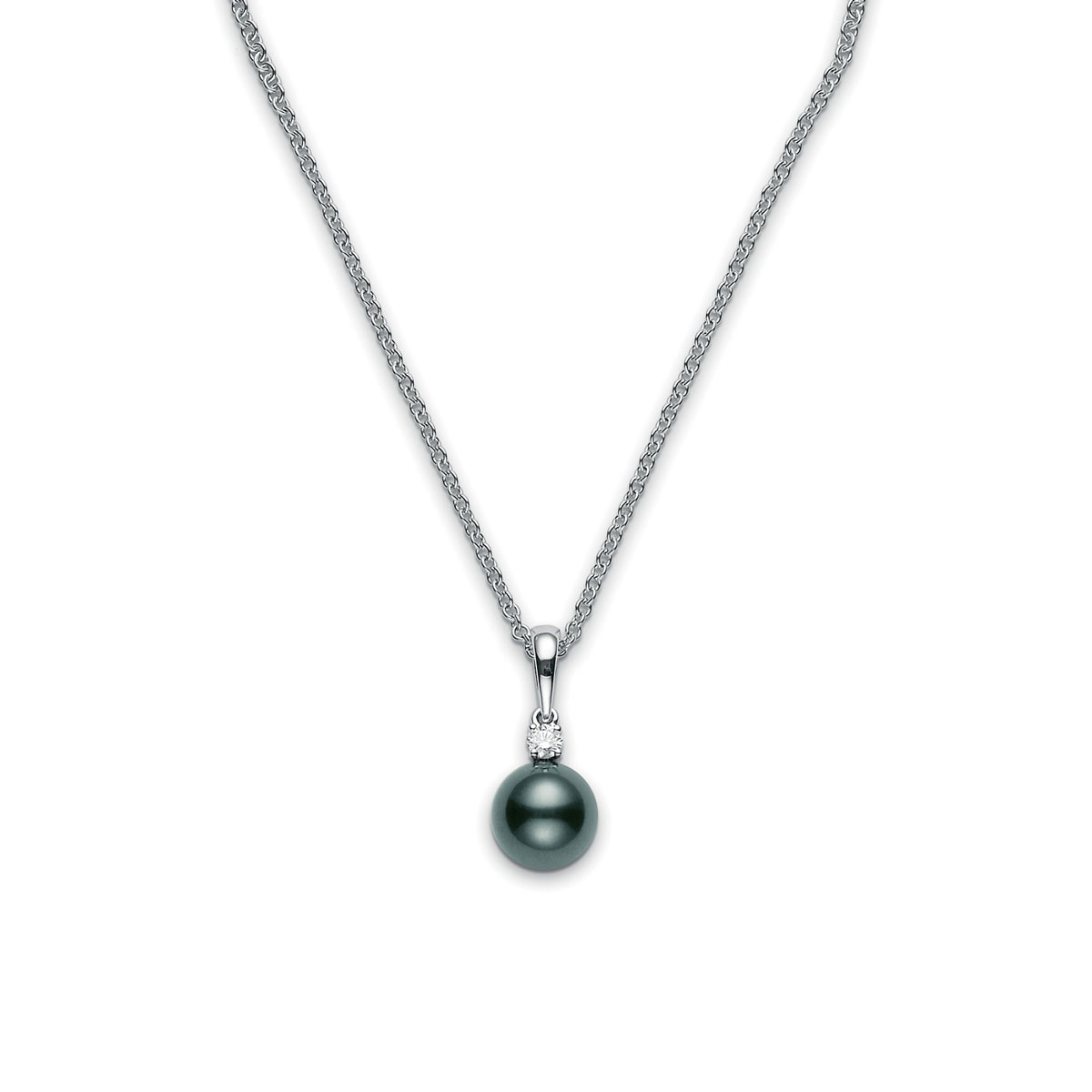 Mikimoto Tahitian South Sea Cultured Pearl & Diamond 8 mm Pendant in White Gold, 18